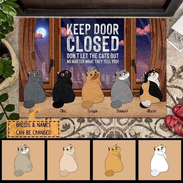 ﻿Pawzity Personalized Doormat, Gifts For Cat Lovers, Keep Door Closed Cats Look Back Front Door Mat