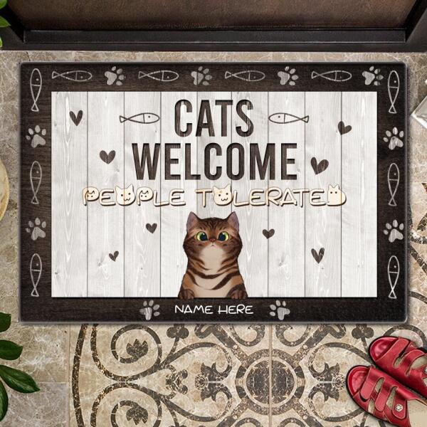 ﻿Pawzity Custom Mat, Gifts For Cat Lovers, Cats Welcome People Tolerated Front Door Mat