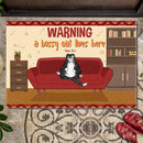 Pawzity Personalized Doormat, Gifts For Cat Lovers, Warning Bossy Cats Lives Here Front Door Mat