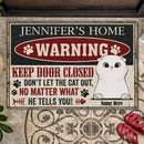 ﻿Pawzity Personalized Doormat, Gifts For Cat Lovers, Warning Keep Door Closed Retro Style Front Door Mat