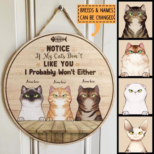 Pawzity Welcome Door Signs, Grumpy Cats Custom Wooden Signs, Notice If