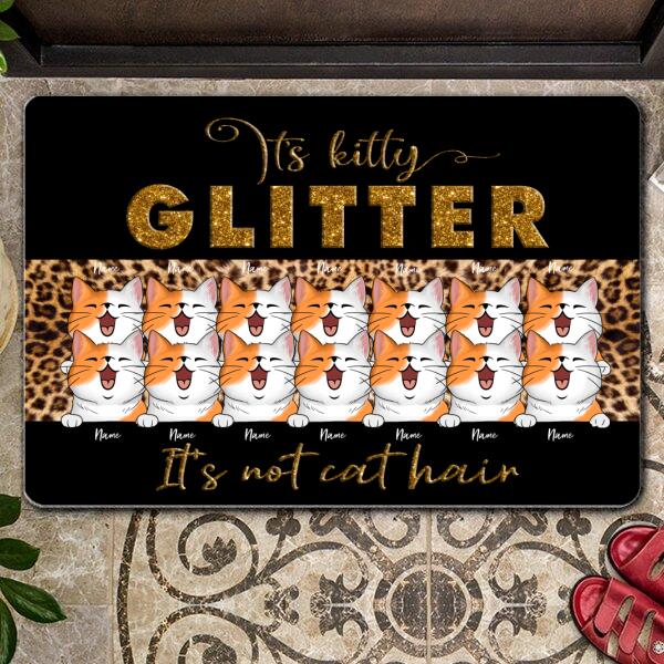 Pawzity Custom Doormat, Gifts For Cat Lovers, It's Kitty Glitter It's Not Cat Hair Leopard Front Door Mat