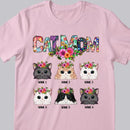 Cat Mom - Cat Wearing Floral Head Wreath - Personalized Cat T-shirt