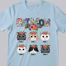 Cat Mom - Cat Wearing Floral Head Wreath - Personalized Cat T-shirt