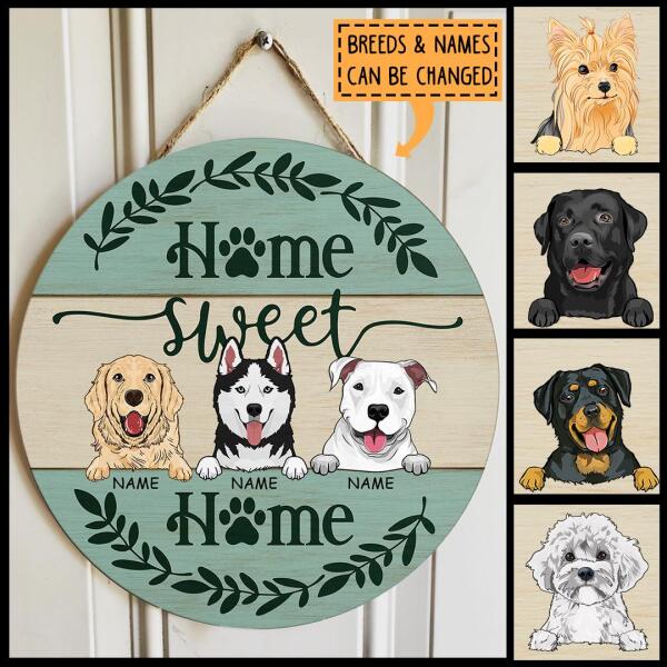 Pawzity Home Sweet Home Sign, Gifts For Dog Lovers, Pastel Green Custom Wooden Signs , Dog Mom Gifts