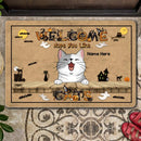 Halloween Custom Doormat, Gifts For Cat Lovers, Welcome Hope You Like Cats Holiday Doormat