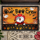 Halloween Personalized Doormat, Gifts For Cat Lovers, Our Boo Crew Cute Little Ghosts Outdoor Door Mat