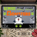 Halloween Personalized Doormat, Gifts For Cat Lovers, Beware Cute Little Monsters Outdoor Door Mat