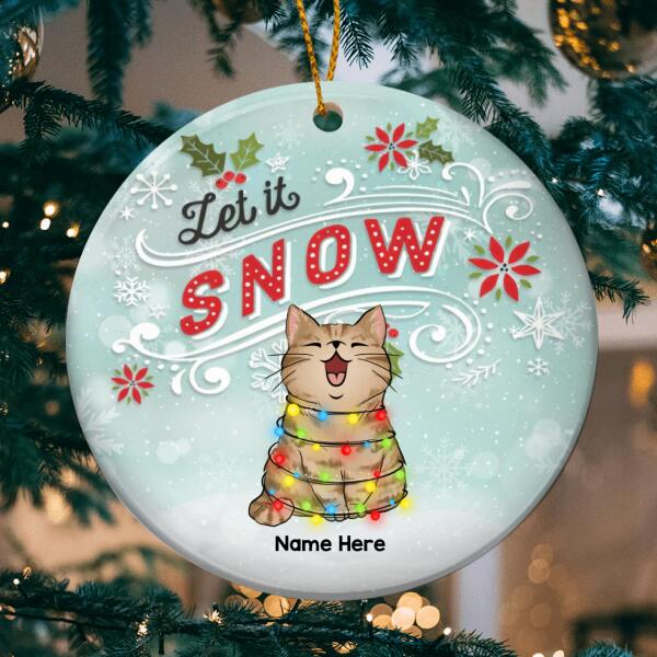Let It Snow - Pastel Blue - Personalized Cat Christmas Ornament