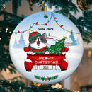 Meowy Christmas - Cats On Red Truck - Personalized Cat Christmas Ornament