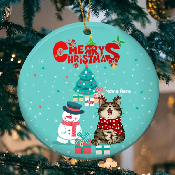 Merry Christmas - Bluetone - Personalized Cat Christmas Ornament