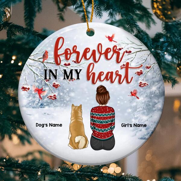 Forever In My Heart Freezing Cold Circle Ceramic Ornament - Personalized Dog Lovers Decorative Christmas Ornament