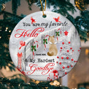 You Are My Hardest Goodbye Circle Ceramic Ornament - Personalized Angel Cat Lovers Decorative Christmas Ornament