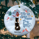 You Left Paw Prints On My Heart Circle Ceramic Ornament - Personalized Angel Dog Lovers Decorative Christmas Ornament