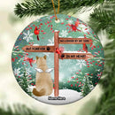 No Longer By My Side Memorial Circle Ceramic Ornament - Personalized Angel Cat Lovers Decorative Christmas Ornament