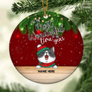 Most Wonderful Time Of The Year Red Circle Ceramic Ornament - Personalized Cat Lovers Decorative Christmas Ornament