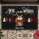Christmas Custom Doormat, Gifts For Cat Lovers, Joy To The World Starry Night Holiday Doormat