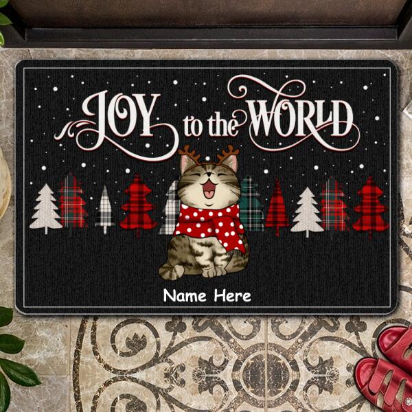 Christmas Custom Doormat, Gifts For Cat Lovers, Joy To The World Starry Night Holiday Doormat