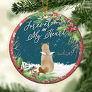 Forever In My Heart Starry Night Circle Ceramic Ornament - Personalized Angel Cat Lovers Decorative Christmas Ornament