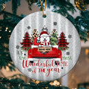 Most Wonderful Time Of The Year Silver Circle Ceramic Ornament - Personalized Dog Lovers Decorative Christmas Ornament