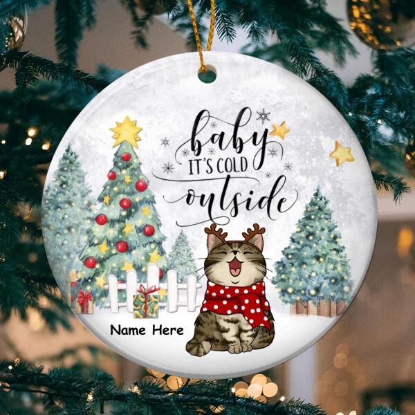 Baby It's Cold Outside - Cats Standing On Snow - Personalized Cat Christmas Ornament
