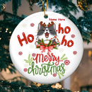 Ho Ho Ho - Merry Christmas - White Background - Personalized Cat Christmas Ornament