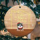 There's No Place Like Home For The Holidays - Gold Neon Light House - Personalized Cat Christmas Ornament