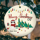 Merry Cat - Funny Fallen Christmas Tree - Personalized Cat Christmas Ornament