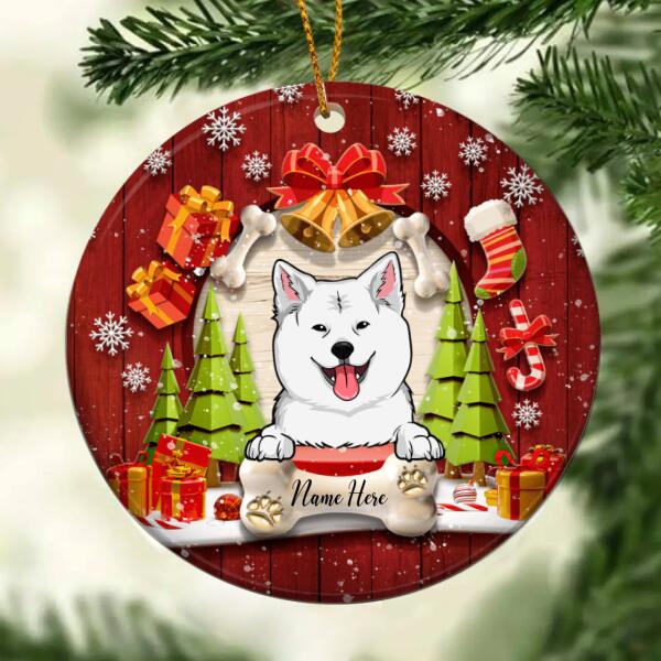 Red Wooden - Christmas Decoration - Personalized Dog Christmas Ornament