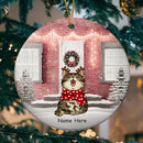 Cats Front Pinky Brick Wall - Personalized Cat Christmas Ornament