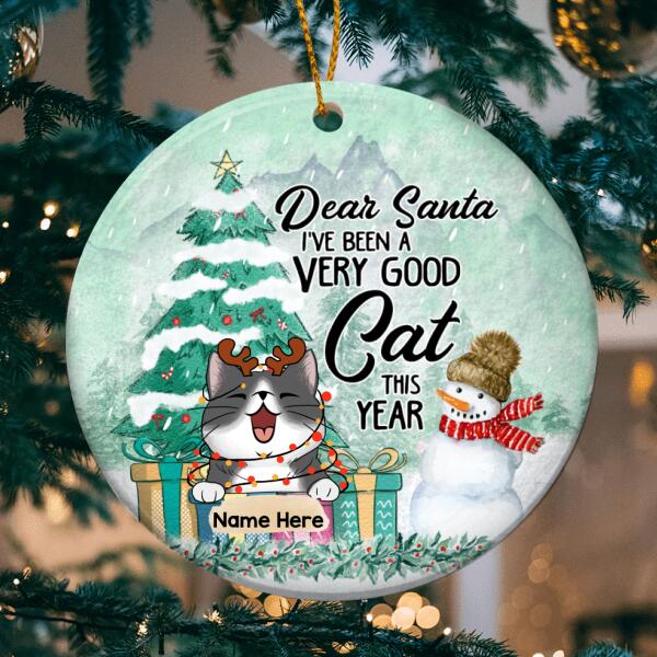 Dear Santa We've Been Very Good Cats This Year - Mint Green Christmas Tree - Personalized Cat Christmas Ornament
