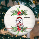 Personalised Xmas Dog Light Wooden Circle Ceramic Ornament - Personalized Dog Lovers Decorative Christmas Ornament