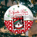 Personalised Santa Paws's Coming To Town Circle Ceramic Ornament - Personalized Cat Lovers Decorative Christmas Ornament