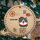 We've Been Good Cats Letter Background Circle Ceramic Ornament - Personalized Cat Lovers Decorative Christmas Ornament
