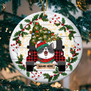 Cats On Truck Xmas Berries Around Circle Ceramic Ornament - Personalized Cat Lovers Decorative Christmas Ornament