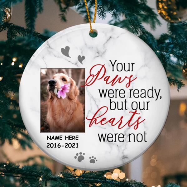 Your Paw Were Ready Custom Photo Circle Ceramic Ornament - Personalized Cat & Dog Lovers Decorative Christmas Ornament