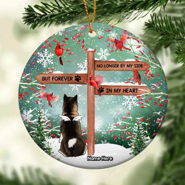 No Longer By My Side Memorial Circle Ceramic Ornament - Personalized Angel Dog Lovers Decorative Christmas Ornament