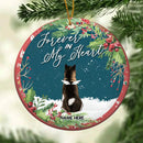 Forever In My Heart Starry Night Circle Ceramic Ornament - Personalized Angel Dog Lovers Decorative Christmas Ornament