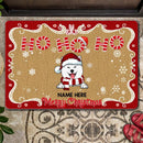 Christmas Personalized Doormat, Gifts For Dog Lovers, Ho Ho Ho Merry Christmas Santa's Hat And Scarf Holiday Doormat