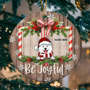 Personalised Be Joyful Xmas Frame Wooden Circle Ceramic Ornament - Personalized Dog Lovers Decorative Christmas Ornament