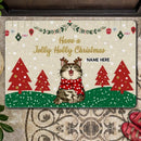Christmas Personalized Doormat, Gifts For Cat Lovers, Have A Jolly Holly Christmas Holiday Doormat