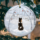 Personalised Dog In Snowy Field Memorial Circle Ceramic Ornament - Personalized Angel Dog Decorative Christmas Ornament