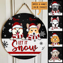 Christmas Door Decorations, Gifts For Dog Lovers, Let It Snow Black Background Custom Door Signs , Dog Mom Gifts