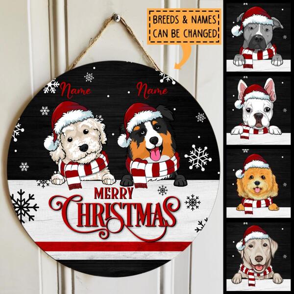 Christmas Door Decorations, Gifts For Dog Lovers, Merry Christmas Black Background Custom Door Signs , Dog Mom Gifts