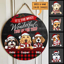 Christmas Door Decorations, Gifts For Dog Lovers, It's The Most Wonderful Time Of The Year Black Red Plaid Door Sign , Dog Mom Gifts