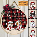 Christmas Door Decorations, Gifts For Dog Lovers, It's The Most Wonderful Time Of The Year Red Plaid Welcome Door Signs , Dog Mom Gifts