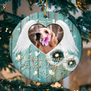 Always On My Mind Custom Photo Blue Wood Circle Ceramic Ornament - Personalized Dog & Cat Decorative Christmas Ornament