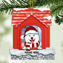 Personalised Dog In Red House Shaped Wooden Ornament - Personalized Dog Lovers Decorative Christmas Ornament