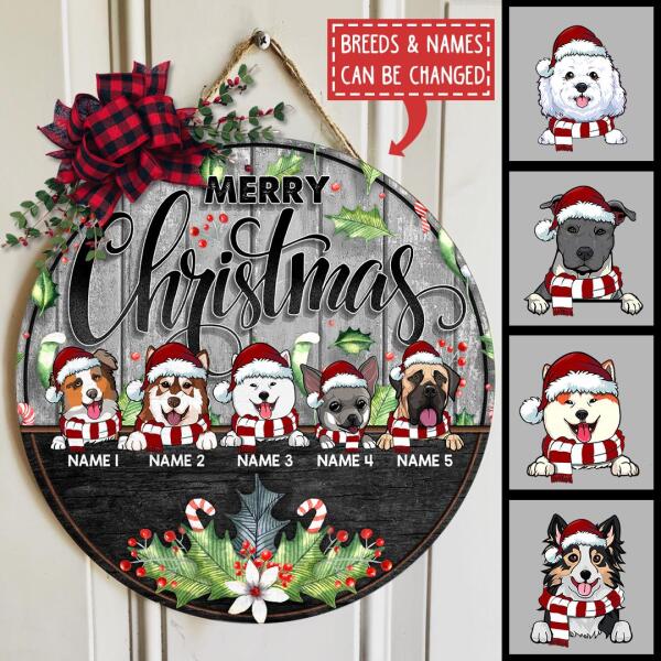 Christmas Door Decorations, Gifts For Dog Lovers, Merry Christmas Black & Grey Welcome Door Signs , Dog Mom Gifts
