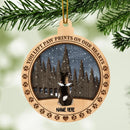 You Left Paw Prints On Our Hearts Memorial Ball Shaped Wooden Ornament - Personalized Angel Dog Christmas Ornament